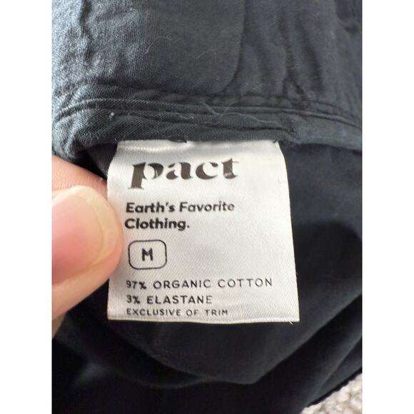 Pact Sz M Organic Cotton Stretch Blazer Jacket Notched Black Career Long Sleeve - Picture 7 of 9